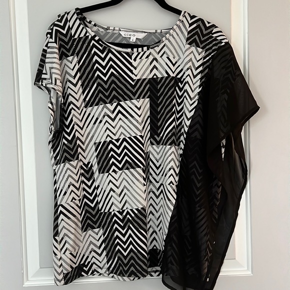 cleo Tops - Blouse, Cleo brand, Large Size, black and white colour